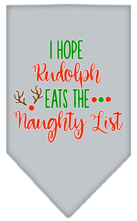 Hope Rudolph Eats Naughty List Screen Print Bandana Grey Large